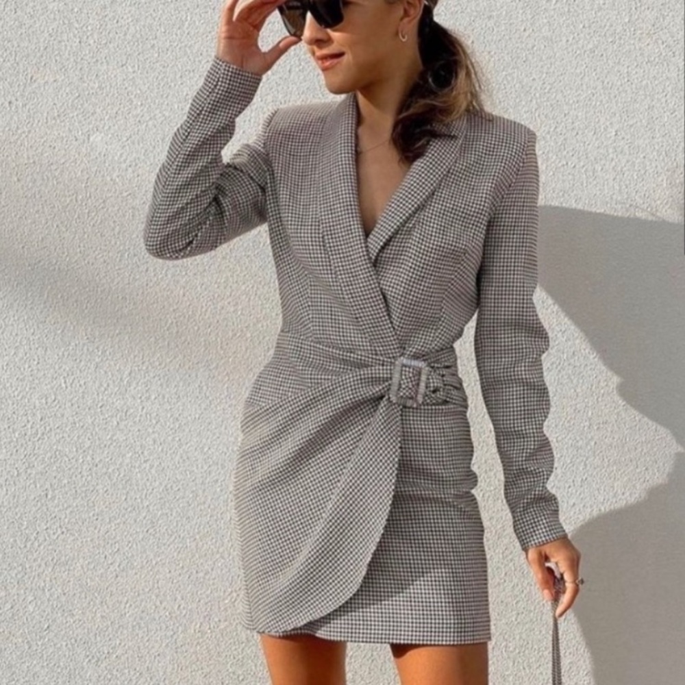 Zara Houndstooth Blazer Dress